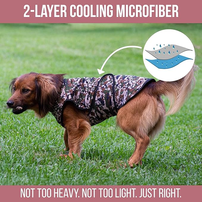 Dog Cooling Vest - 2-Layer Cooling with Soft Microfiber Fabric - Lightweight, Adjustable and Comfortable - UV Protection for Small to Large Dogs - Relief in Hot Weather (Green, Large)