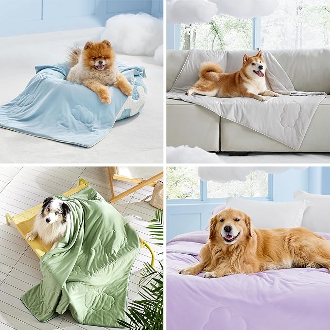 LE SURE Premium Cooling Blankets for Small Dogs - Washable Dog Cooling Throw Blanket with Q-MAX>0.4，Durable Self Cooling Pet Mat for Cat, Soft Cooling Summer Blanket for Hot Weather, Green, 25x35