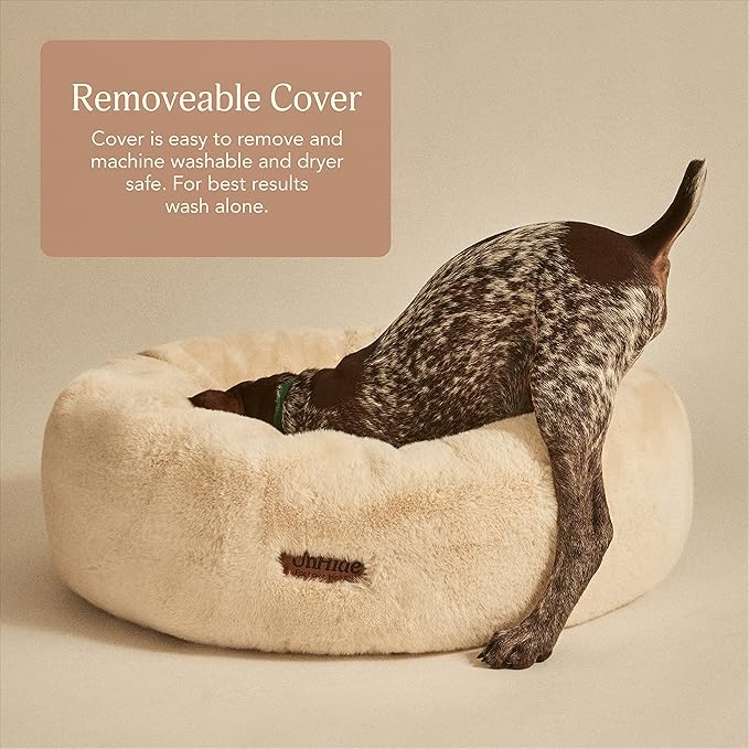 UnHide Floof Pet Bed - Medium (28" x 10") - Extra Soft Dog Bed - Removable Faux Fur Cover - Machine Washable - Helps Ease Pet Anxiety & Provides The Perfect Sleep - Pink