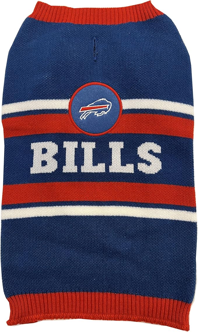 Pets First NFL Buffalo Bills Dog Sweater, Size Extra Small. Warm and Cozy Knit Pet Sweater with NFL Team Logo, Best Puppy Sweater for Large and Small Dogs, Team Color (BUF-4179-XS)