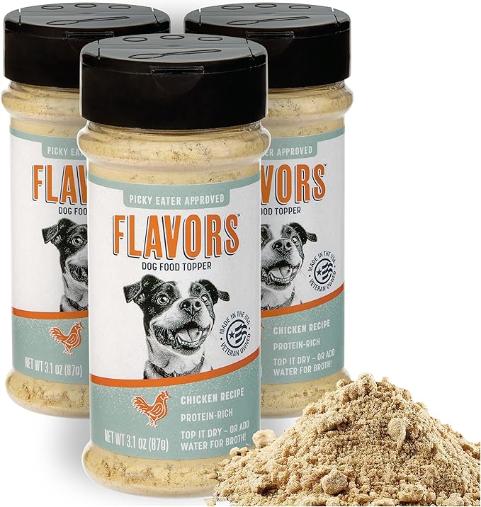 Flavors Dog Food Topper, Freeze-Dried, Grain-Free, (3 Pack), 3.1 oz - Chicken Recipe