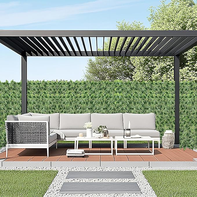 Artificial Ivy Privacy Fence Screen,39.4" X 99" UV-Anti Fake Leaves Plant Vine,Privacy Hedges Wall for Indoor Outdoor Garden Backyard Decor,Color Watermelon Leaves