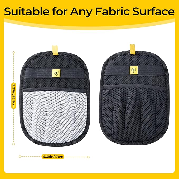 Pet Hair Removal Gloves (Grey/Black, 2 Pc) – Reusable 5-Finger Electrostatic Fur Remover for Cats & Dogs – Washable Short Hair Dog Shedding Gloves for Car Seats & Blankets