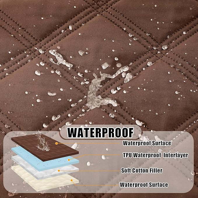 Smiry Waterproof Dog Bed Cover Blanket 30x53, Soft Reversible Pet Blanket, Washable Leakproof Cats Dogs Couch Cover for Sofa, Couch, Furniture, Lattice, Brown/Beige