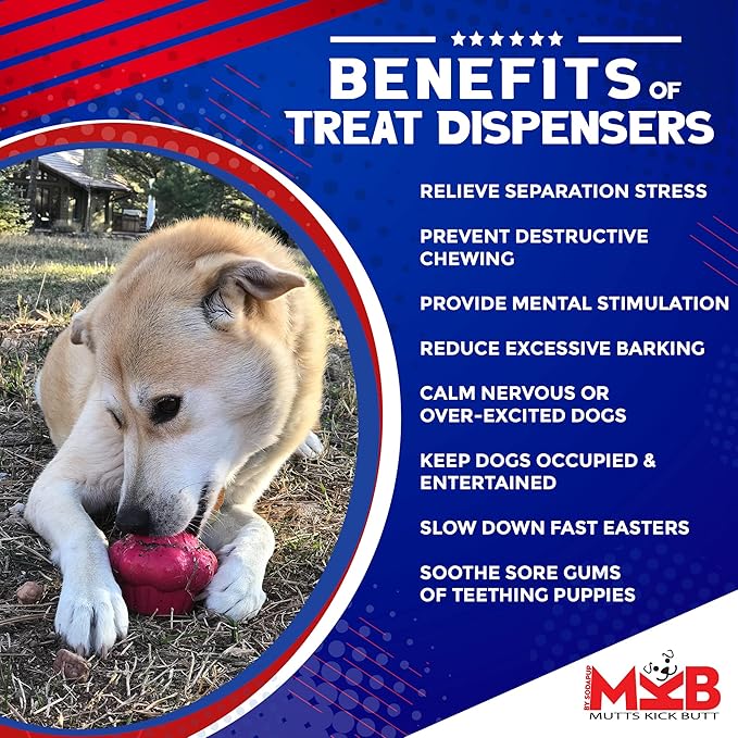 SodaPup MuttsKickButt Cupcake – Durable Dog Treat Dispenser & Chew Toy Made in USA from Non-Toxic, Pet Safe, Food Safe Natural Rubber for Mental Stimulation, Problem Chewing, Calming Nerves & More