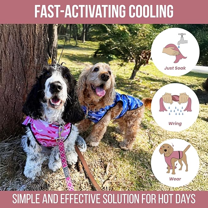 Dog Cooling Vest - 2-Layer Cooling with Soft Microfiber Fabric - Lightweight, Adjustable and Comfortable - UV Protection for Small to Large Dogs - Relief in Hot Weather (Blue, Large)