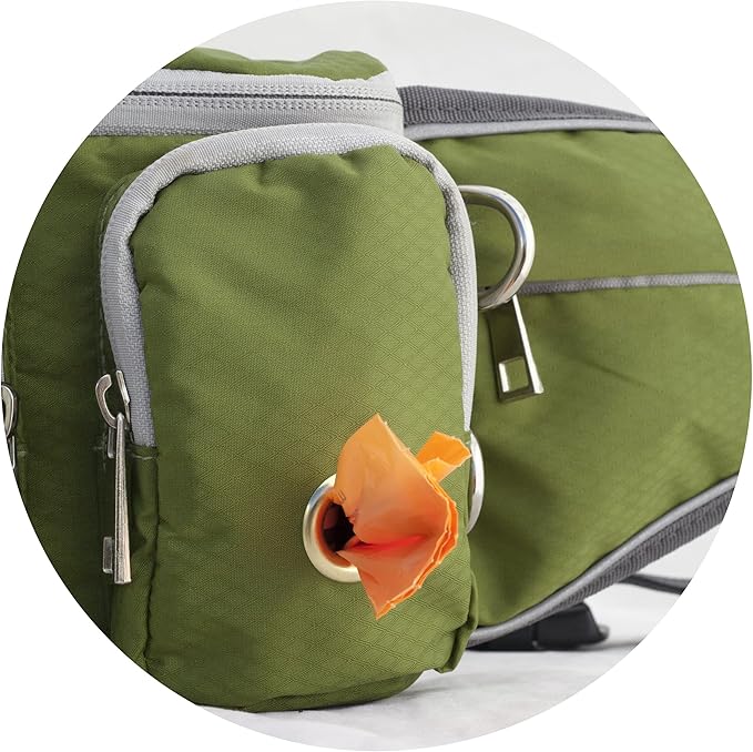 Dog Treat Pouch with Poop Bag Holder, Water-Resistant Fanny Pack with Collapsible Bowl & Bottle Holder – Olive Green Waist Bag for Training, Hiking, Walking – Fits All Phones, Large Size