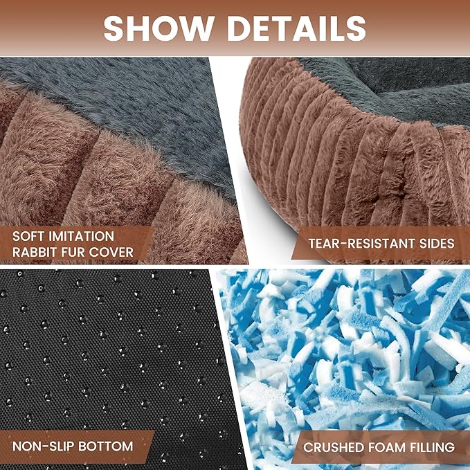 Dog Beds for Extra Large Dogs 43x35 Inch, Comfort-Sided Orthopedic XXL Dog Bed Couch with Breathable Shredded Memory Foam, Faux Rabbit Fur Pet Bed, Non-Detachable, Non-Slip, Machine Washable