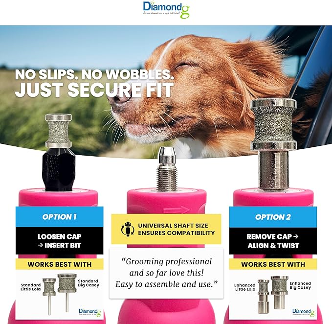 Diamondg Cordless Micro Dog Nail Grinder with Quiet Sound & LED Tip for Large & Small Dogs, 4hrs. Runtime - Electric Dog Nail Trimmer, Heavy Duty Rotary Tool Alternative to Toenail Clippers & Filers