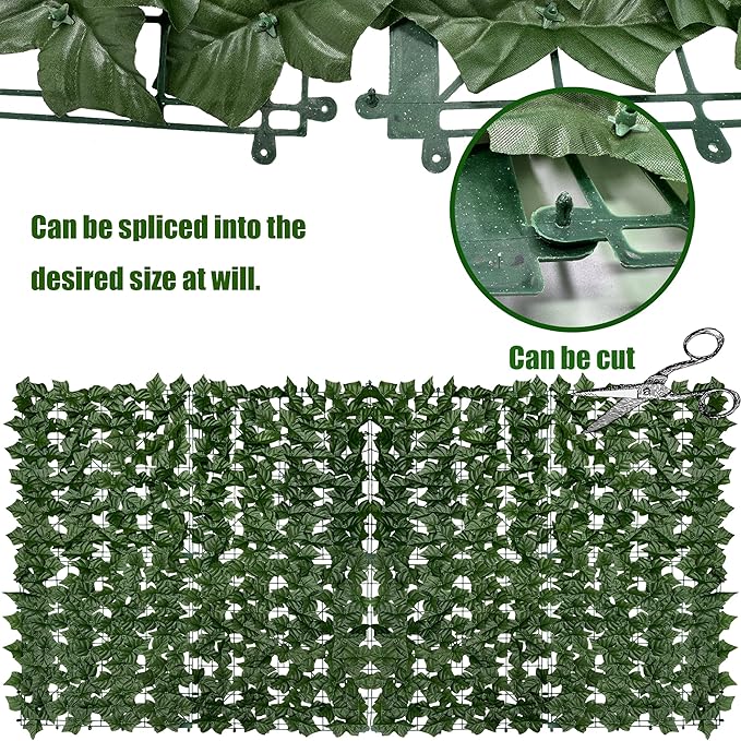 Artificial Ivy Privacy Fence Screen: 140"x 40"(39.2 SQFT) UV-Anti Faux Hedge Fence and Fake Ivy Vine Leaf Wall Panels for Indoor&Outdoor Green Backdrop, Garden Greenery Decor