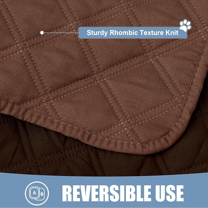 Smiry Waterproof Dog Bed Cover Pet Blanket, Soft Washable Dog Blanket for Furniture Bed Couch Sofa Reversible, Checkered (30"x53", Brown/Chocolate)