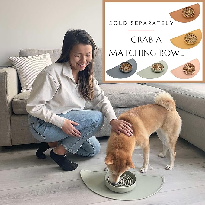 Should We Go - Waterproof Silicone Pet Food Mat - Non-Slip, Spill-Proof Feeding Mat for Floors, Raised Edge Design, Easy-to-Clean Pad for Dog & Cat Bowls, 21" Across x 10.5" Deep, Medium-Terracotta