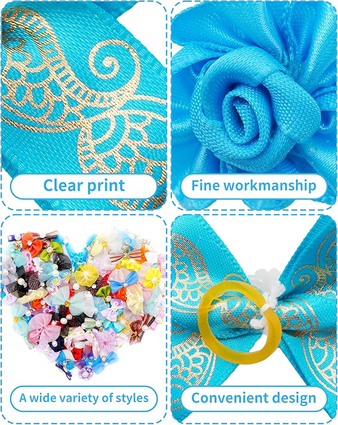 PET SHOW 100 Pack Dog Hair Bows with Rubber Bands for Small Medium Dogs Girls Boys Female Male Puppies Yorkies Topknot Cats with Long Hair Assorted Random Pet Grooming Accessories