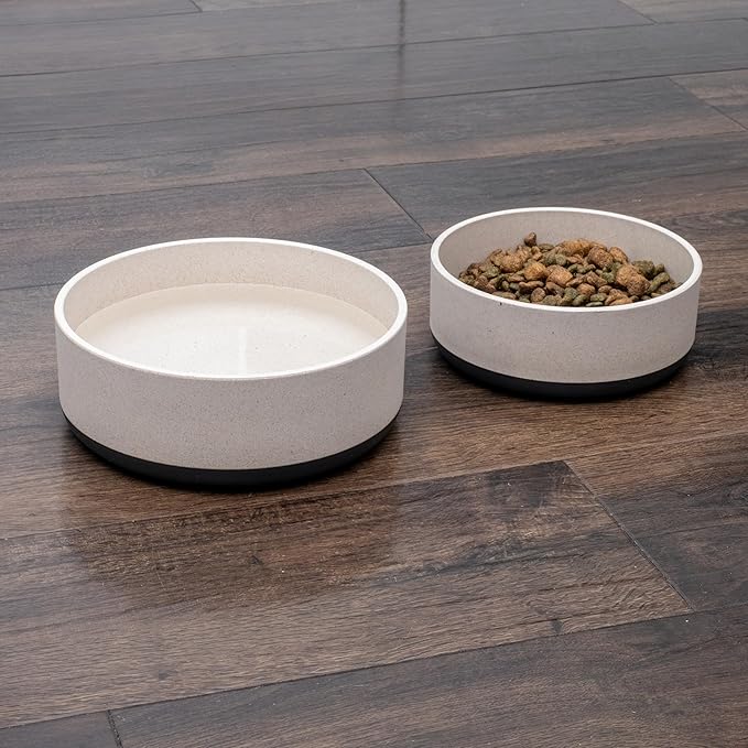 Titan Bamboo Dog Bowl Large with Ultra Grip Rubber Base Pet Bowl 9 Inch