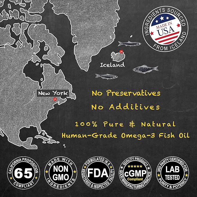 Rich Omega-3 Fish Oil for Dogs & Cats | Natural EPA + DHA Fatty Acids for Shiny Coat, Reduce Itchy Skin, Support Joint Function, Immune & Heart Health, 16 FL OZ