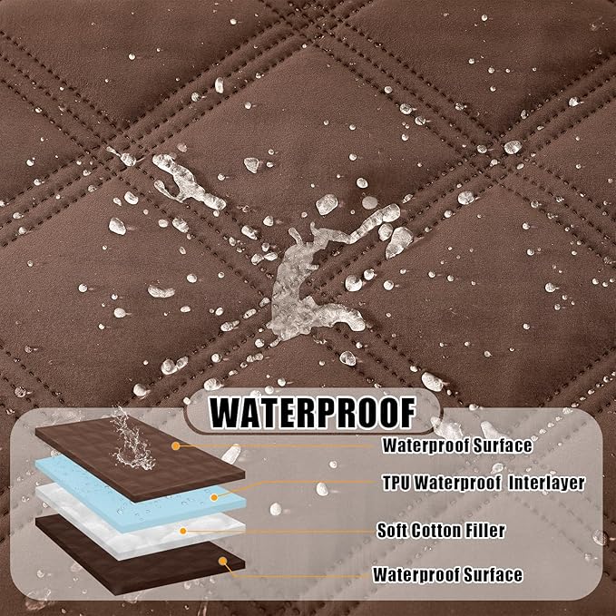 Smiry Waterproof Dog Bed Cover Blanket 68x82, Soft Reversible Pet Blanket, Washable Leakproof Cats Dogs Couch Cover for Sofa, Couch, Furniture, Lattice, Brown/Chocolate