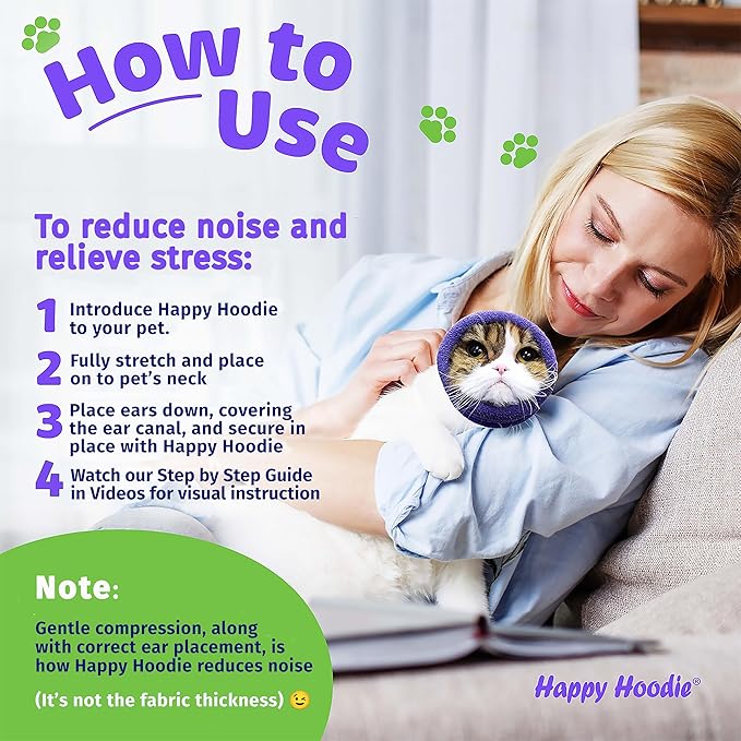 Happy Hoodie The Original Dog & Cat Calming Band - American Brand - Anxiety Relief/Noise Protection-Grooming-Thunder-Fireworks 2 Pack Blue (1 Small, 1 Large) - Since 2008