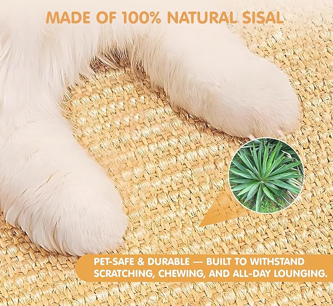 Rabbit Scratching Pad, Sisal Bunny Scratch Mat for Cages - 2PCS Natural Rabbits Nail Scratcher for Indoor Rabbit Chew Toys & Bedding, 16x12 Inch