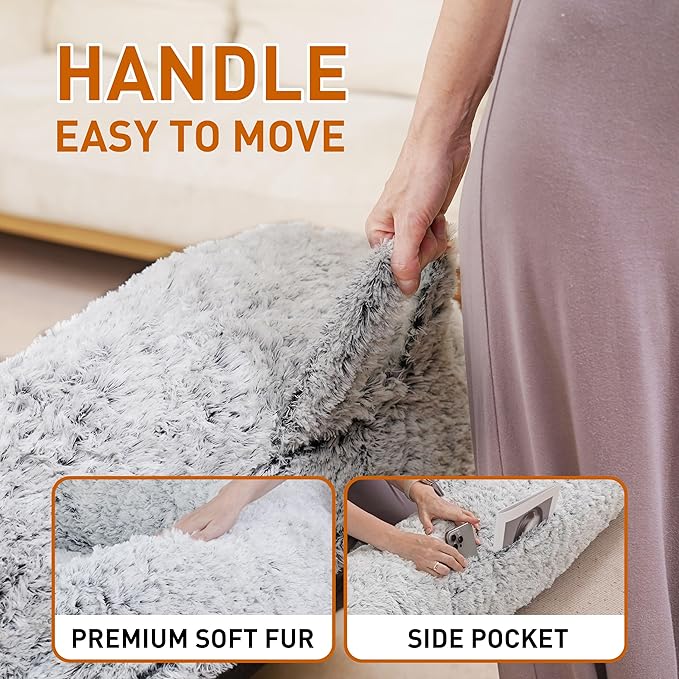 Human Dog Bed, 74.8''x47.2''x13.7'' Size Fits Adult and Pet Washable Giant People Dog Bed, Grey