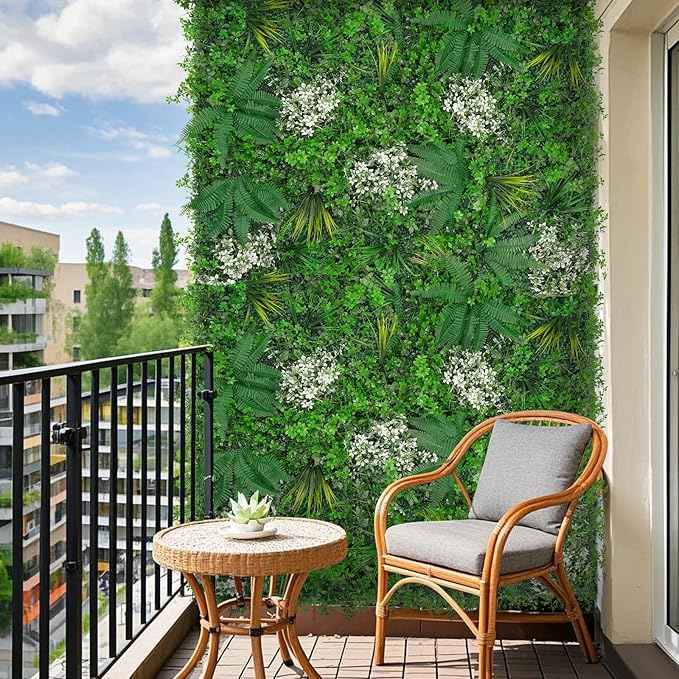 20"X20" Artificial Grass Wall, 16PCS Boxwood Panels UV-Protected Faux Grass Backdrop Wall,Greenery Privacy Hedge Screen for Outdoor Garden Patio, Indoor Party Balcony Fence Decor