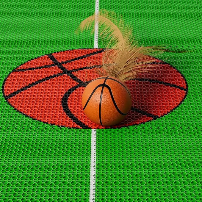 Cat Scratching Board - Basketball Sports Field Design with Elastic Ball, Hide-and-Seek Holes, and Interactive Play Box for Indoor Cats
