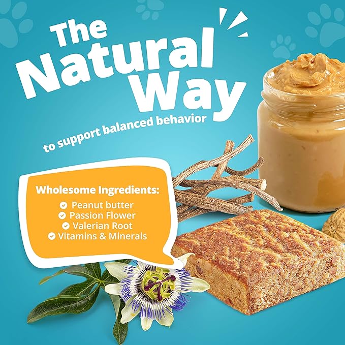 Heavenly Hounds Peanut Butter Chews - Anxiety Relief for Dogs - Natural Ingredients - No Hemp Calming Treats, 2 Oz - Pack of 12