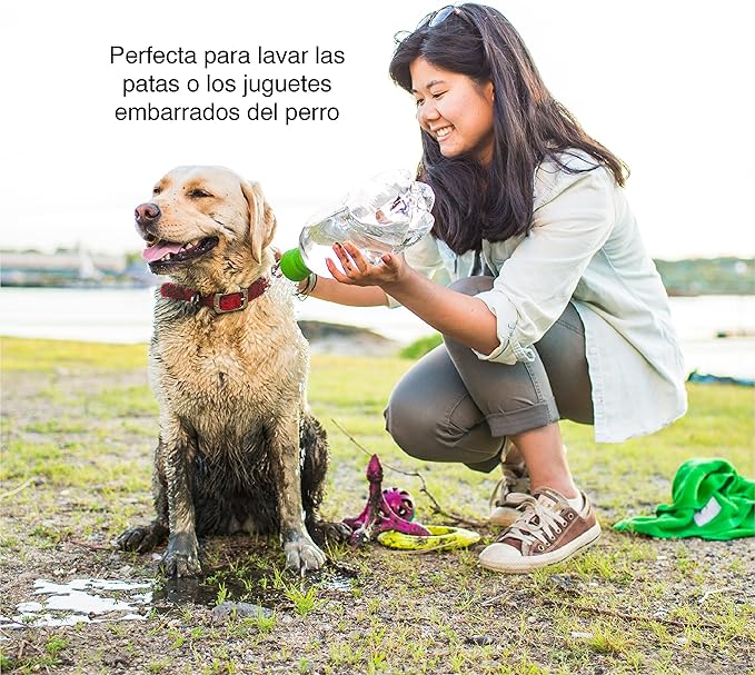 Kurgo Mud Dog Travel Shower - Portable Pet Shower for Adventure Dog Cleaning - Easy Bottle Shower Cap - Dishwasher Safe Silicone Shower Sprayer - Camping Pet Bath Accessory
