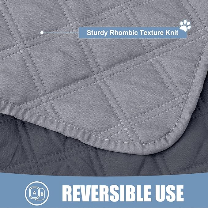 Smiry Waterproof Dog Bed Cover Pet Blanket, Soft Washable Dog Blanket for Furniture Bed Couch Sofa Reversible, Checkered (52"x82", Grey/Dark Grey)