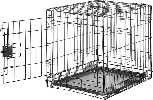 Amazon Basics Durable, Foldable Metal Wire Small Dog Crate with Tray, Single Door, 24 x 18 x 20 in, Black