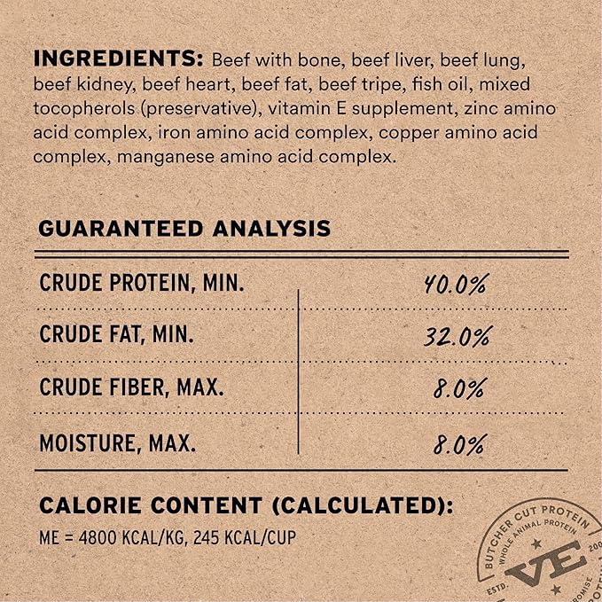 Vital Essentials Freeze-Dried Raw Beef Crunchy Mini Nibs | Complete Meal or Mixer Dog Food | 5.5 oz