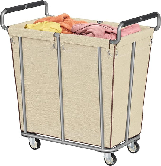Large Laundry Hamper with Wheels, 360L Rolling Big Laundry Basket for Clothes Storage, Heavy Duty Extra Large Rolling Laundry Cart with Handle, Steel Frame, Waterproof Liner,95.1 Gallons,Khaki