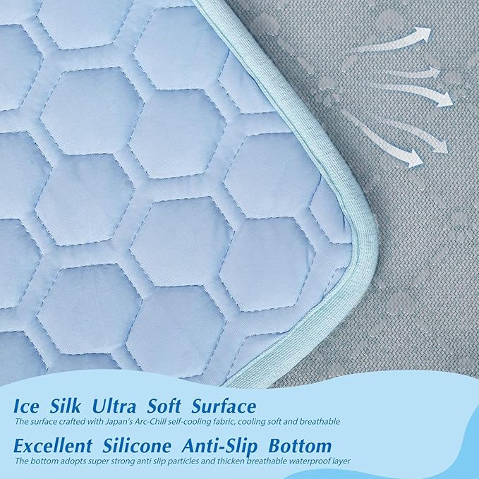 Upgraded Self-Cooling Mat for Dogs & Cats - Thicken, Washable, Non-Toxic, Foldable & Non-Slip Dog Cooling mat Pet Cooling Pad for Indoor, Outdoor, Car- Perfect for Summer (Blue, 20"*30"(Medium))