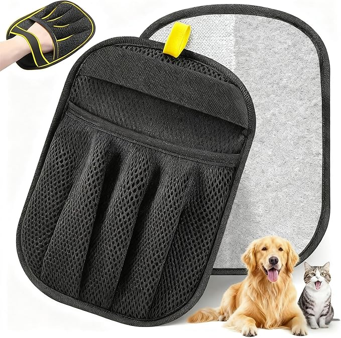 Pet Hair Removal Glove for Cats Dogs - 2PCS Extra Large Thickened Upgraded Five Finger Electrostatic Pet Hair Gloves Reusable Magic Brush Pet Hair Remover Tool for Laundry Couch Carpet Car Seat