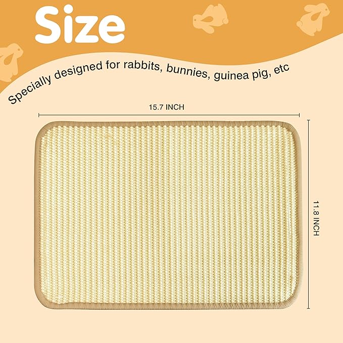Rabbit Scratching Pad, Sisal Bunny Scratch Mat for Cages - 2PCS Natural Rabbits Nail Scratcher for Indoor Rabbit Chew Toys & Bedding, 16x12 Inch