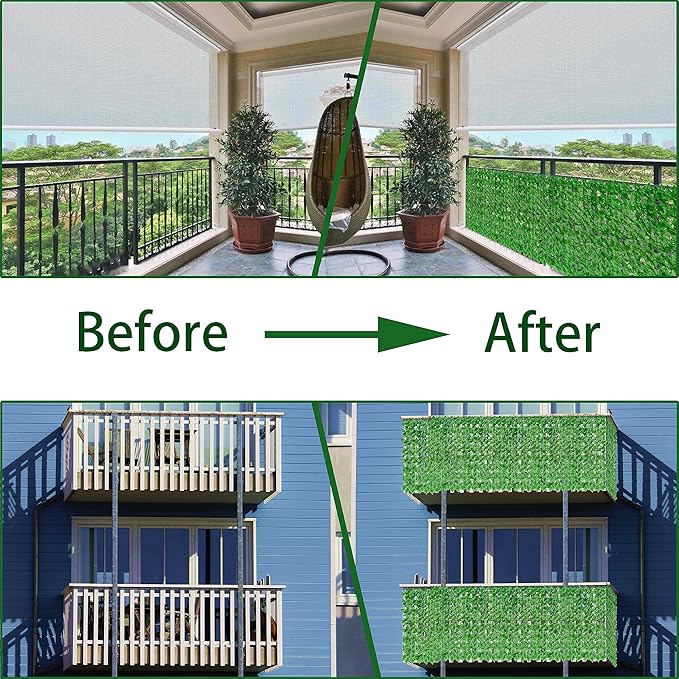 Artificial Ivy Privacy Fence Wall Screen: 6FT X12FT UV-Anti Faux Greenery Backdrop Ivy Vine Leaf Hedges Fence Panels for Patio, Balcony, Garden, Backyard Indoor Outdoor Light Green Decor