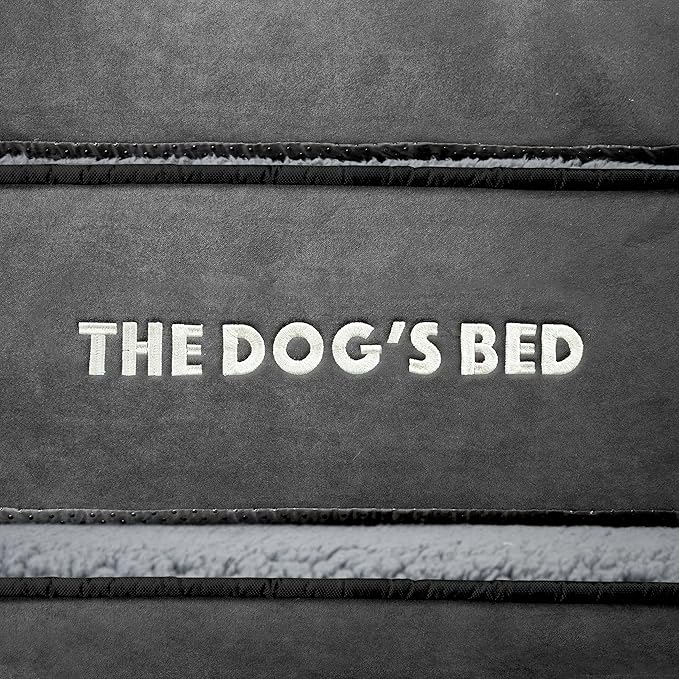 The Dog’s Bed, Orthopedic Standard Foam Waterproof Dog Bed with Standard Support, Large Grey Plush, Waterproof, Supportive Dog Bed with Replaceable Covers
