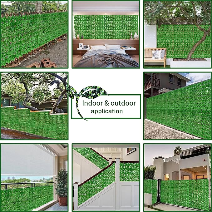 Artificial Ivy Privacy Fence Wall Screen: 6FT X12FT UV-Anti Faux Greenery Backdrop Ivy Vine Leaf Hedges Fence Panels for Patio, Balcony, Garden, Backyard Indoor Outdoor Light Green Decor