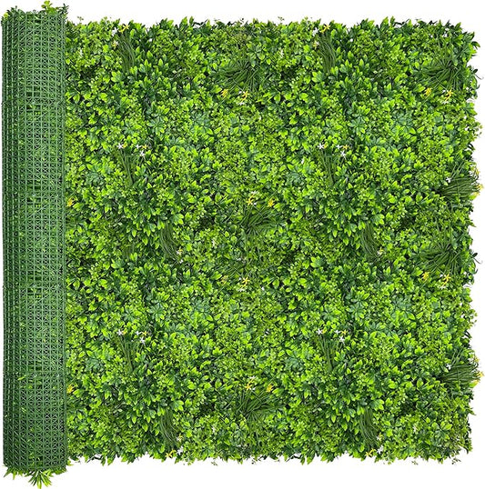 Artificial Plant Wall Roll: 6FT X12FT (72 sqft) UV-Anti Ivy Privacy Fence Screen Faux Greenery Panels Backdrop Boxwood Ivy Vine Leaf Hedge Fence for Indoor Outdoor Green Decor