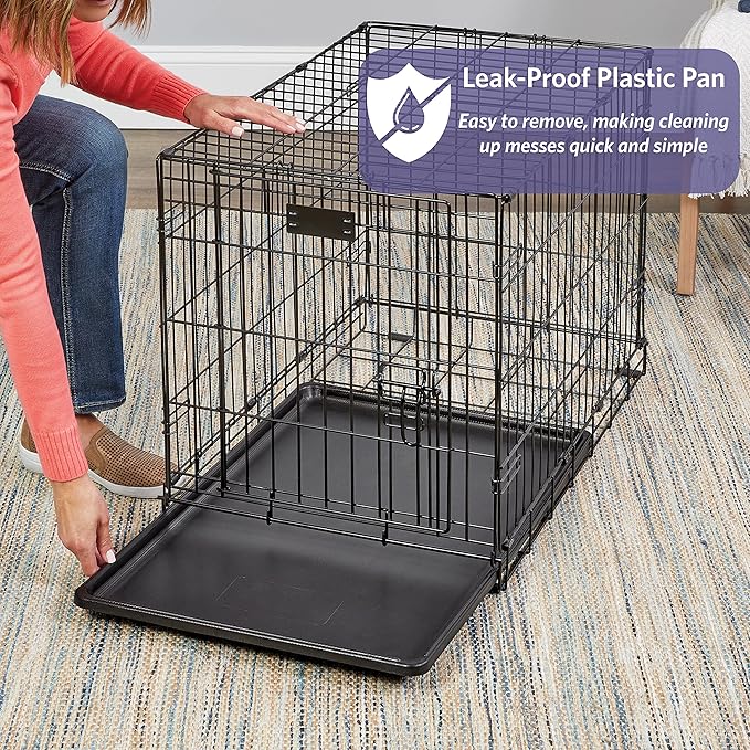 Midwest Homes for Pets 18-Inch iCrate Folding Dog Crate with Divider Panel, Leak-Proof Tray & Secure Latches – Metal Wire Kennel for Tiny Breeds – Portable, Durable & Easy to Assemble