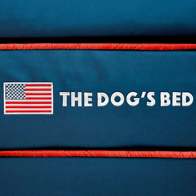The Dog’s Bed, Large Blue Oxford with Red Trim USA Flag Dog Bed Memory Foam, Pain Relief: Arthritis, Post Surgery, Lameness, Supportive, Calming, Waterproof Washable Cover