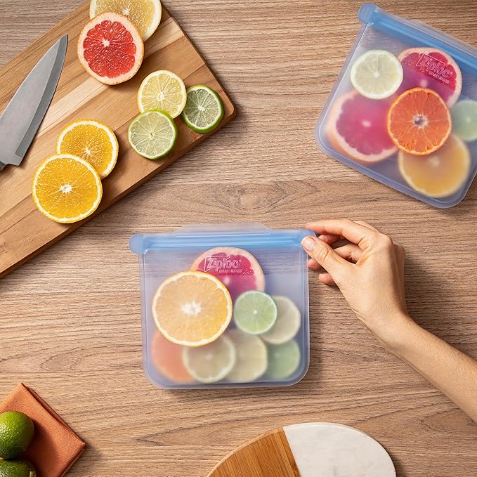 Ziploc Endurables Pouch and Containers Variety Pack, Reusable Silicone Bags and Food Storage Meal Prep Containers for Freezer, Oven, and Microwave, Dishwasher Safe, 5 Total