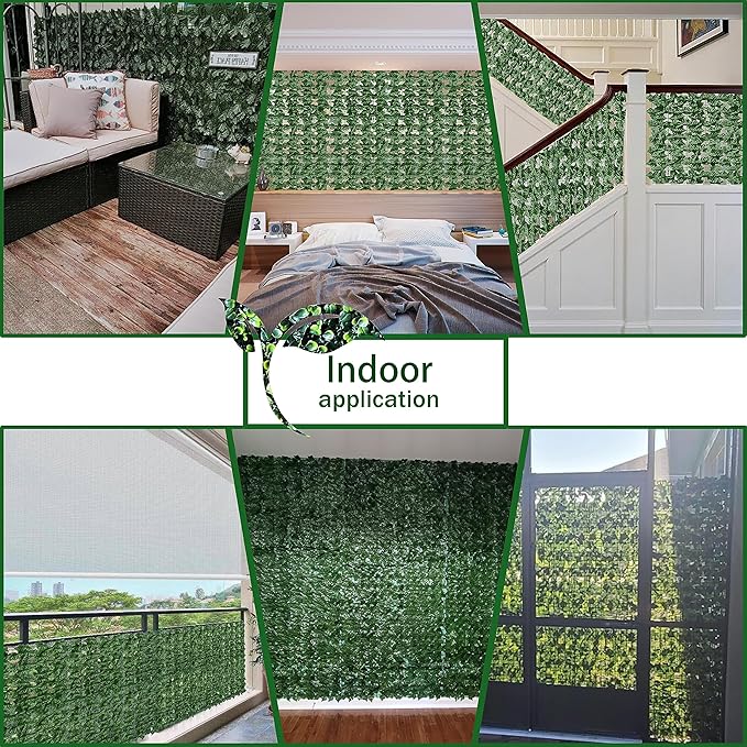 Artificial Ivy Privacy Fence Wall Screen: 6FT x12FT UV-Anti Faux Greenery Backdrop Ivy Vine Leaf Hedges Fence Panels for Patio, Balcony, Garden, Backyard Indoor Outdoor Green Wall Decor