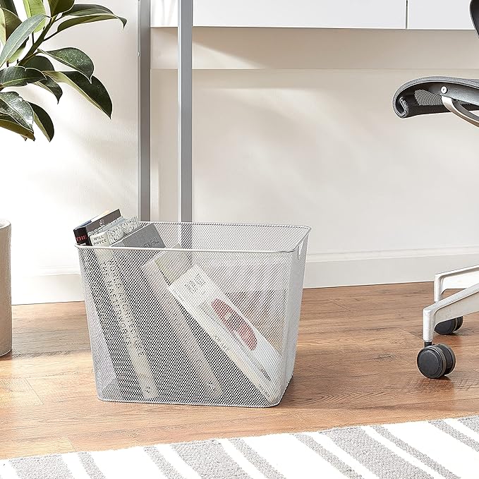Silver Mesh Open Bin Storage Basket Organizer for Fruits, Vegetables, Pantry Items Toys, Etc.